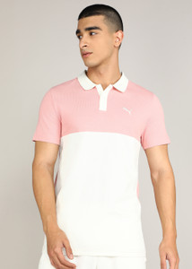 PUMA Colorblock Men Polo Neck White Pink