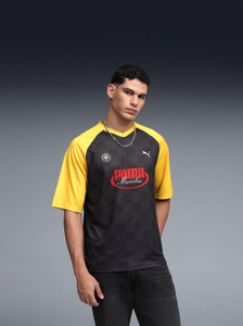 PUMA Colorblock Men V Neck Black T-Shirt