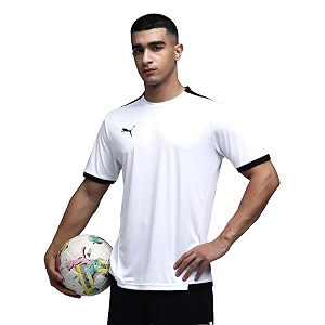 puma men39s teamliga football jersey  lightweight and sweat proof polyester sports crew neck training t-shirt for men  breathable athletic t-shirt for football amp sports