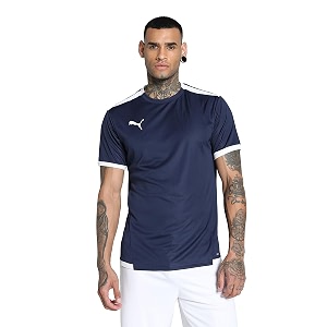 puma men39s teamliga football jersey  lightweight and sweat proof polyester sports crew neck training t-shirt for men  breathable athletic t-shirt for football amp sports