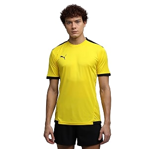 puma men39s teamliga football jersey  lightweight and sweat proof polyester sports crew neck training t-shirt for men  breathable athletic t-shirt for football amp sports