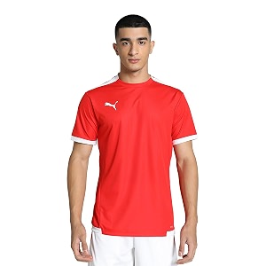 puma men39s teamliga football jersey  lightweight and sweat proof polyester sports crew neck training t-shirt for men  breathable athletic t-shirt for football amp sports