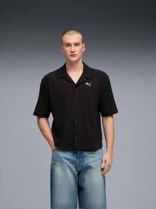 PUMA Men Self Design Casual Black Shirt