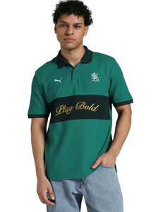PUMA Printed Men Polo Neck Green Black