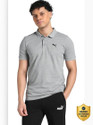 PUMA Printed Men Polo Neck Grey T-Shirt
