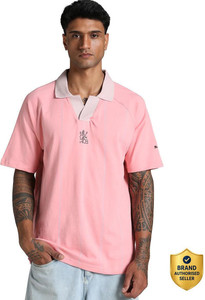 PUMA Printed Men Polo Neck Pink T-Shirt
