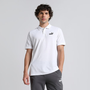PUMA Printed Men Polo Neck White T-Shirt