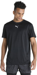 puma train vent ss tee men printed round neck polyester black t-shirt