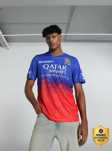PUMA Printed Men V Neck Blue T-Shirt