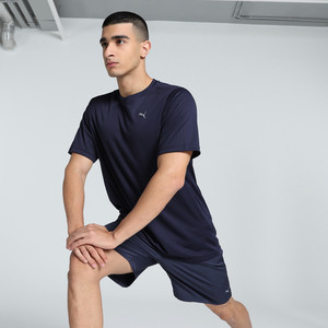 PUMA Solid Men Crew Neck Blue T-Shirt