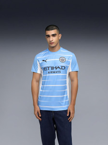 PUMA Solid Men Crew Neck Blue T-Shirt