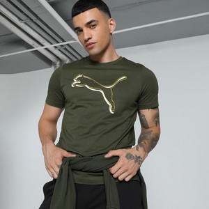 PUMA Solid Men Crew Neck Green T-Shirt