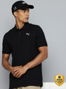PUMA Solid Men Polo Neck Black T-Shirt