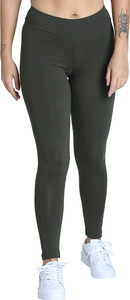 puma solid women green tights