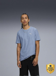 PUMA Striped Men Crew Neck Blue T-Shirt