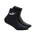 Puma Cotton Unisex-Adult Quarter Ankle Length Socks 3P Black/Forest Night/Navy, 39/42 (93371801)