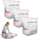 No Pump Vacuum Storage Bags Portable 3D Compression Bags, White M, 3