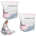 No Pump Vacuum Storage Bags Portable 3D Compression Bags, White M, 2