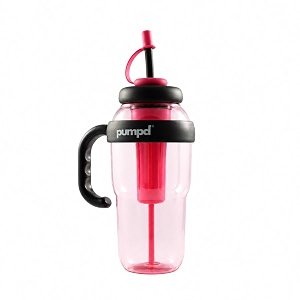 pumpd fruit infuser sipper bottle tumbler with handle lid and straw pink