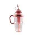 PUMPD Fruit Infuser Sipper Bottle Tumbler with Handle, Lid and Straw, Peach