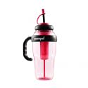 PUMPD Fruit Infuser Sipper Bottle Tumbler with Handle, Lid and Straw, Pink