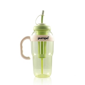 pumpd fruit infuser sipper bottle tumblerwith handle lid and straw green