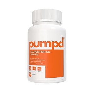 pumpd salmon omega-3 fish oil 1000mg  rich blend of fatty acids epa 180mg amp dha 120mg  optimal support for heart brain joint amp immune health  reducing inflammation improving mood amp healthy skin  no fishy burps  60 softgel capsules