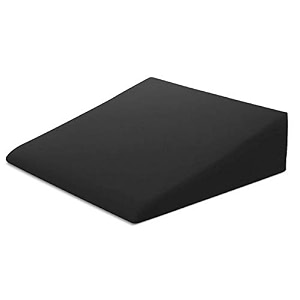 pumpum pu foam bed wedge pillow  reduce back pain snoring acid reflux amp respiratory problems  ideal for sleeping reading rest or elevation  breathable and washable coverblack