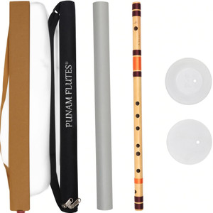 punam flutes g natural base premium bansuri right hand 2565 inches bamboo flute