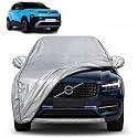 Punch 100% Waterproof Car Cover | Dustproof Sun Protection Cover | Soft Cotton Lining | Triple Stitched | Mirror Pocket | Antenna Pocket | All Weather Body Cover (Silver with Yellow Piping)