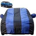 Punch Dustproof Car Cover with Mirror Pockets, Royal Blue Stripes, Taffeta Polyster,Triple Stitched, Compatible with Tata Punch Car Cover (2021 to 2024), Punch Car Accessories