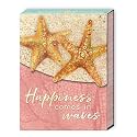 Punch Studio Pocket Note Pads - 75-Sheet Coastal Theme Notepad with Fold-Over Cover &amp; Magnet Closure, 3" x 4", Starfish Beach