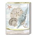 Punch Studio Pocket Note Pads - 75-Sheet Coastal Theme Notepad with Fold-Over Cover &amp; Magnet Closure, 3" x 4", Ocean Shells