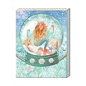 Punch Studio Pocket Note Pads - 75-Sheet Coastal Theme Notepad with Fold-Over Cover &amp; Magnet Closure, 3" x 4", Mermaid Globe