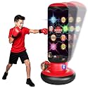 Punching Bag for Kids 63 Inch Stable Inflatable Boxing Bag with Fast Electric Pump Scoring Bluetooth Music LED Lights Gloves Freestanding Toys Birthday Gift for Boys Girls Ages 4-8-12
