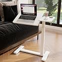 PUNCIA 27" Medical Bedside Desk,Pneumatic C Table with Tilting Top,White