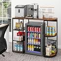 PUNCIA Coffee Bar Cabinet with Mini Fridge Space &amp; Outlet for Home, Retro
