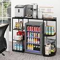 PUNCIA Coffee Bar Cabinet with Mini Fridge Space & Outlet for Home, Black
