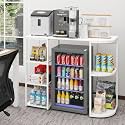 PUNCIA Coffee Bar Cabinet with Mini Fridge Space & Outlet for Home, White
