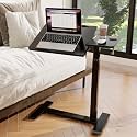 PUNCIA Medical Overbed Table Pneumatic Adjustable Bedside Desk, Black