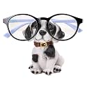 Puppy Dog Glasses Holder Stand Eyeglass Stand - Home Office Decorative Glasses Accessories (White Black)