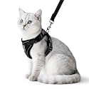 PUPTECK Cat Harness and Leash Set Escape Proof Reflective Cat Walking Harness Adjustable Soft Breathable Mesh Vest for Small Pets, Black, M