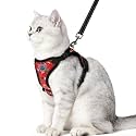 PUPTECK Cat Harness and Leash Set Escape Proof Reflective Cat Walking Harness Adjustable Soft Breathable Mesh Vest for Small Pets, Christmas Red, M