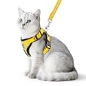 PUPTECK Cat Harness and Leash Set Escape Proof Reflective Cat Walking Harness Adjustable Soft Breathable Mesh Vest for Small Pets, Yellow, S