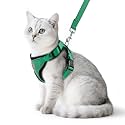 PUPTECK Cat Harness and Leash Set Escape Proof Reflective Cat Walking Harness Adjustable Soft Breathable Mesh Vest for Small Pets, Dark Green, S
