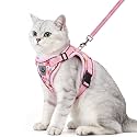PUPTECK Cat Harness and Leash Set Escape Proof Reflective Cat Walking Harness Adjustable Soft Breathable Mesh Vest for Small Pets, Pink Flowers, M