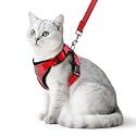 PUPTECK Cat Harness and Leash Set Escape Proof Reflective Cat Walking Harness Adjustable Soft Breathable Mesh Vest for Small Pets, Red, S