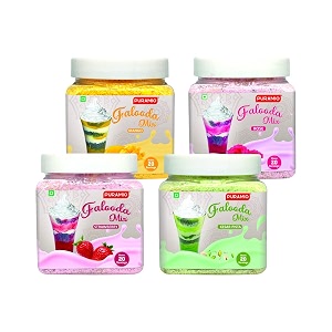 puramio falooda mix combo 200 gm each pack of 4- strawberry rose mango amp kesar pista