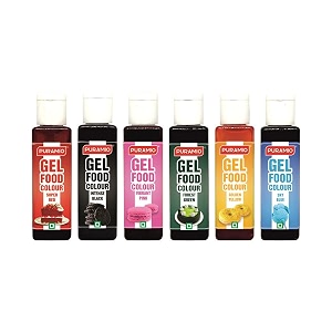 puramio gel food colour combo pack of 6 30g each - super red intense black vibrant pink forest green golden yellow sky blue