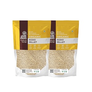 pure amp sure organic kodo millets 1kg  100 natural amp gluten free varaguarikeluharkvarigu unpolished millet with high plant protein amp fibre 500gm each pack of 2